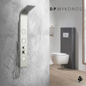 Douchepaneel met Hydromassage en Antikalksysteem - Aluminium - 1 Stuks - Zilver