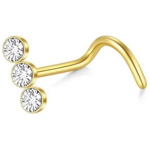 Neuspiercing 3steentjes top goud
