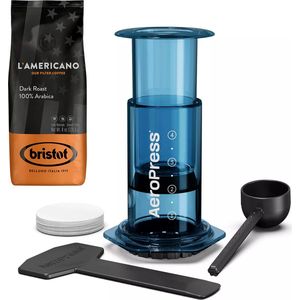 AeroPress Clear Blue Coffee Maker + Bristot l'Americano koffie