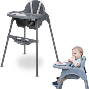 White-Label® Kinderzetel - Eetstoel Baby 6 Maanden en Ouder - Kinder Eetstoel - Kinderstoel - Inklapbare Eetstoel - Grijs