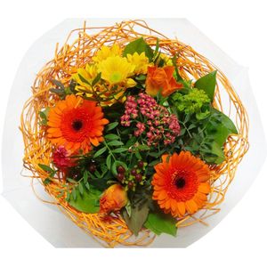 Boeket Sisal Medium Oranje ↨ 30cm - bloemen - boeket - boeketje - bloem - droogbloemen - bloempot - cadeautje