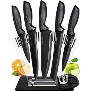 Premium Steakmessen Set van 8 - Roestvrijstalen Gekartelde Steakmessenset - 8-delige Steakmessen 21.6 cm Dinermessen - Steak Knives Set