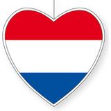 Hangdecoratie hart Nederland 14 cm - Nederlandse vlag EK/WK landen versiering