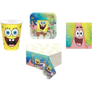 Nickelodeon - Spongebob Squarepants - Feestpakket - Kinderfeest - Verjaardag - Themafeest - Tafelkleed - Servetten - Bordjes - Bekers.