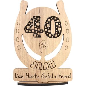 40 jaar - houten verjaardagskaart - wenskaart om iemand te feliciteren - kaart verjaardag 40 - 17.5 x 25 cm