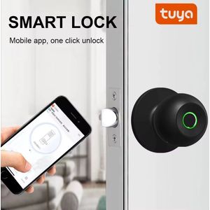 Lordani Vingerafrduk Slimme deurslot | Zwart | Smart Lock | Slim Deurslot | Met Vingerafdruk | Deurklink | Intelligent Smartlock | Wi-Fi Deurklink | Slot | Codevergrendeling | Kantoorslot Smart Deurklink | Met App | Tuya