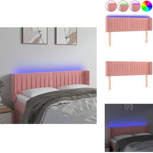 vidaXL Hoofdbord - Hoofdborden - Hoofdeinde - Houten Hoofdbord - Hoofdbord LED 147x16x78/88 cm fluweel roze