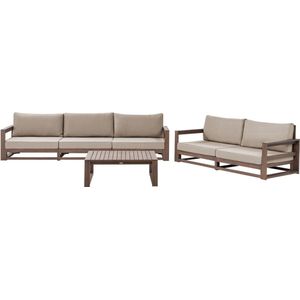 Loungeset met tafel 5-zitter TIMOR Gecertificeerd acaciahout Donkerbruin