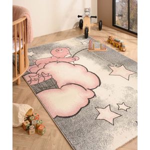 Kindervloerkleed - Beer roze 80x150 cm