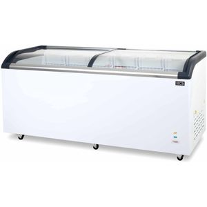 HCB® - Professionele Horeca vriezer - Vrieskist met glazen schuifdeksel - 545 liter - 230V - Diepvries koffer - 68x181x85 cm (DxBxH) - 30 kg - 1430