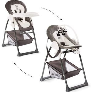 Kinderstoel Sit N Relax met babybedje en zitje voor peuters, vanaf de geboorte tot 15 kg, in hoogte verstelbaar frame met wielen en mand, eetplank, inklapbaar