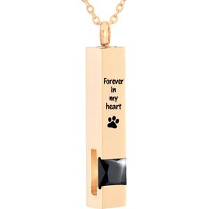 Luxe Ashanger | Met Ketting En Gravering | Forever In My Heart | Assieraad | Rosegoudkleurig Met Zwarte Steen | As Ketting | Gedenksieraad | Urn | Incl. As vuller