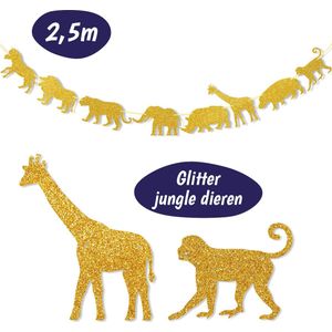 Jungle Dierenslinger - Goud - Verjaardag Versiering - Verjaardag Decoratie - Feestversiering - Slingers Goud - Dieren Slinger - Jungle Slinger