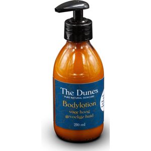 The Dunes pure natural skincare Bodylotion voor hoog gevoelige huid, eczeem met etherische oliën van Egyptische rozengeranium en Hô-hout, bio sesamolie EKO keurmerk en natuurzuivere, bio en koudgeperste sheabutter nilotica keurmerk SKAL, 200 ml