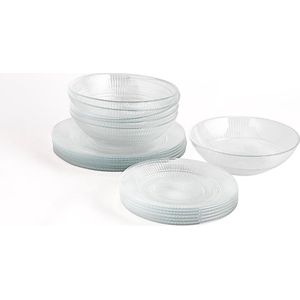 Modern compleet servies voor 6 personen, 18 bestek, 24-delig, Amefa, opaalglas, uniek, standaard