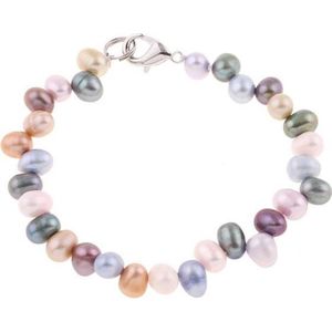 Zoetwater parel armband Decorative Teardrop - echte parels - sterling zilver (925) - multi color - wit - oker - oranje/zalm - grijs - mosgroen - limegroen - lila - roze - grijs - bruin - aubergine - zilver