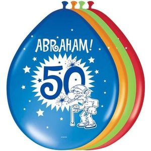 Ballonnen Hoera 50 Abraham 30 cm 8 stuks