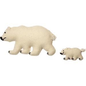 KidsDepot Set Vilten IJsberen - Ivy + Bamboe Spiegel - Minon | ijsbeer - beer - stoer - eenvoudig te bevestigen - wanddecoratie - wit - spiegel - tijdloos - lief - blikvangers - vilt - bamboe - kinderkamer - babykamer - meisje - jongen - inrichting