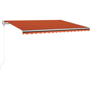 vidaXL - Luifel - automatisch - met - LED - windsensor - 400x300 - cm - oranje - bruin