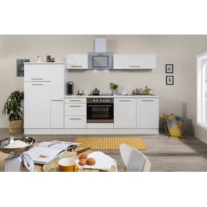 Goedkope keuken 300  cm - complete keuken met apparatuur Amanda  - Wit/Wit - soft close - keramische kookplaat  - afzuigkap - oven  - spoelbak