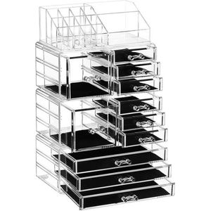 4-İn-1 Xxl Make-Uporganizer, Cosmetica-Organizer Met 11 Laden En 15 Vakken İn Verschillende Maten, Kerstmis, Transparant