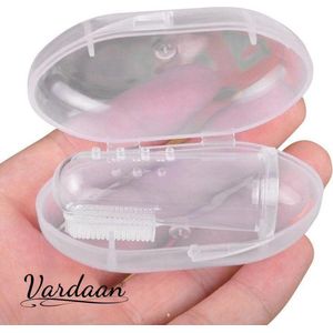 4 Stuks Transparant Baby Tandenborstel - Vingertandenborstel - Kindertandenborstel - Siliconen Tandenborstel Op Vinger - Inclusief Transparant Doosje