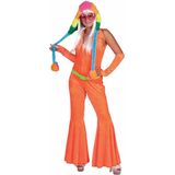 Disco Jumpsuit neon oranje - Maatkeuze: Maat 32/34