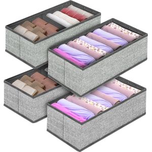 4 stuks lades ondergoed organizer, opvouwbare kledingkast organizer, stof, lade-opbergsysteem met basisplaten voor ondergoed, sokken, stropdassen, babykleding, sjaal, handdoek