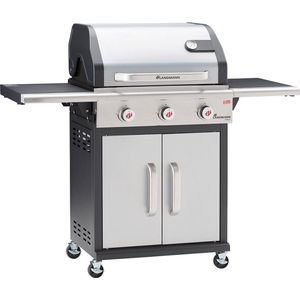 LANDMANN GasBBQ Triton 3.0 PTS | traploos instelbare roestvrijstalen brander met 3,5 kW vermogen | temperatuurweergave in het deksel | incl. PTS-systeem voor gelijkmatige warmteverdeling - Gasgrill