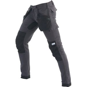 BITCO ATTERT Stretch Werkbroek Heren Grijs Zwart - waterafstotende en olieafstotende kniebeschermerzakken Verstevigd met CORDURA®