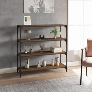 vidaXL Boekenkast - 100x33x100 cm - Bruineiken - Hout & Staal Boekenkast - Industrieel Design - Houten Kast - Boekenrek - Opbergkast