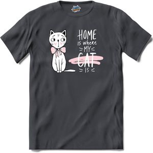 Home Is Where My Cat Is | Katten - Kat - Cats - T-Shirt - Unisex - Mouse Grey - Maat XXL