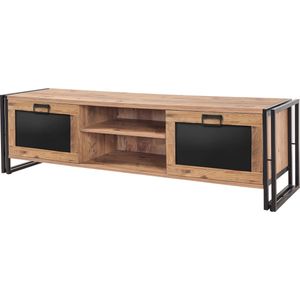 TV-meubel - Atlantische Dennen Zwart Melamine Gecoate Deeltjesbord - Afmetingen 180x45x50cm - Stijlvol en Duurzaam