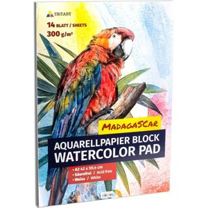 Tritart - Aquarelpapier - A2 - 14 vellen - 300g/m2 - Wit - Zuurvrij - Schilderen en Schetsen