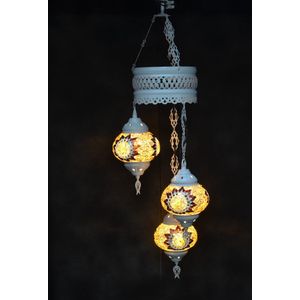 hanglamp met 3 glazen bollen Oosterse plafondlamp bruine mozaïek