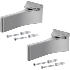 Wandplank beugel metaal Zilver Geanodiseerd Zware plankbeugel MAFOS Plankdikte 6-30mm Draagvermogen 50kg 2 Stukken