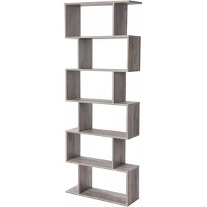 In And OutdoorMatch Boekenkast Nathaniel - Wandrek - Staande Display - Decoratief - 6 Tier - Greige