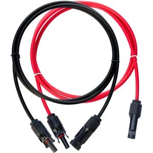 MC4 Solar kabels (2 stuks) - 2 meter - zonnepaneel aansluitkabels - Solar verlengkabel - rood/zwart - 4mm2 kabel - Tuv gekeurd