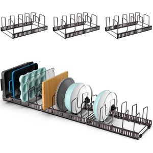 Pannen Organiser Rek - 3 Stuks - Pannen Opbergen - Verstelbaar - Antislip - Keuken Lade - Braadpan Bakvormen - Deksel Plaat - Houder