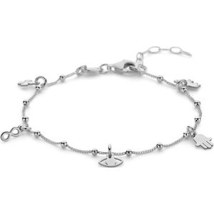 New Bling - 9NB-1415 - zilveren armband met geluk bedels - 925 sterling silver - rhodium plated