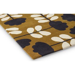 Orla Kiely - Orla Kiely Cut Stem Dijon 060806 Vloerkleed - 200x280  - Rechthoek - Laagpolig Tapijt - Modern - Geel, Wit, Zwart