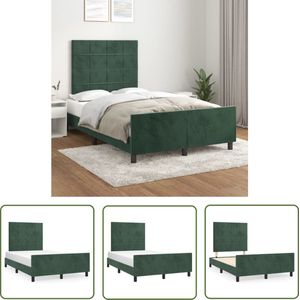 The Living Store Bedframe zonder matras 120x200 cm fluweel donkergroen - Bed Frame - Hoofdboard - Velvet - Groen - Tweepersoonsbed