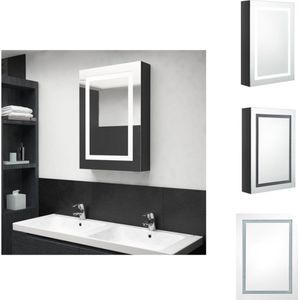 vidaXL LED-opmaakkastje - Wandkast met spiegel en LED - MDF met melamine-afwerking - 50 x 13 x 70 cm - Zwart - Badkamerkast