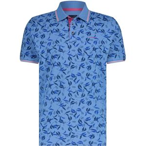 State of Art - Piqué Polo Print Blauw - Modern-fit - Heren Poloshirt Maat L