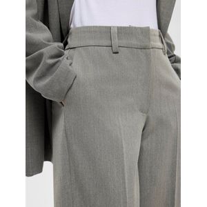 Selected Femme Doa-Polina MW Straight Pant Dark Grey Mealnge