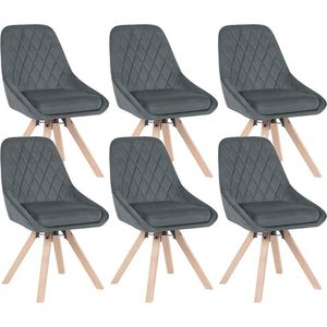 Rootz Set van 6 draaibare eetkamerstoelen - Fluweel gestoffeerd - Draaibare stoelen - Comfortabel, ergonomisch, duurzaam - Beukenhouten poten - 84 cm x 40 cm x 41 cm