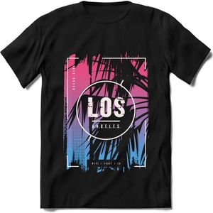 Los Angeles | TSK Studio Zomer Kleding  T-Shirt | Roze - Blauw | Heren / Dames | Perfect Strand Shirt Verjaardag Cadeau Maat L