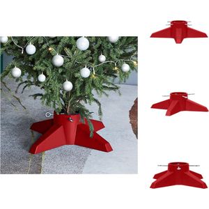 vidaXL Kerstboomstandaard - Kunststof - Rood - 55.5 x 55.5 x 15 cm - Geschikt voor 2.1 m boom - 1.3 liter watertank - Stamdiameter 40-105 mm - Montage vereist - Kerstboomvoet