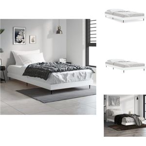 vidaXL Bedframe Wit - Bedframes - 203 x 93 x 20 cm - Duurzaam houten frame - Metalen poten - Multiplex lattenbodem - Bed