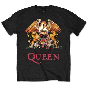 Queen Heren Tshirt -M- Classic Crest Zwart